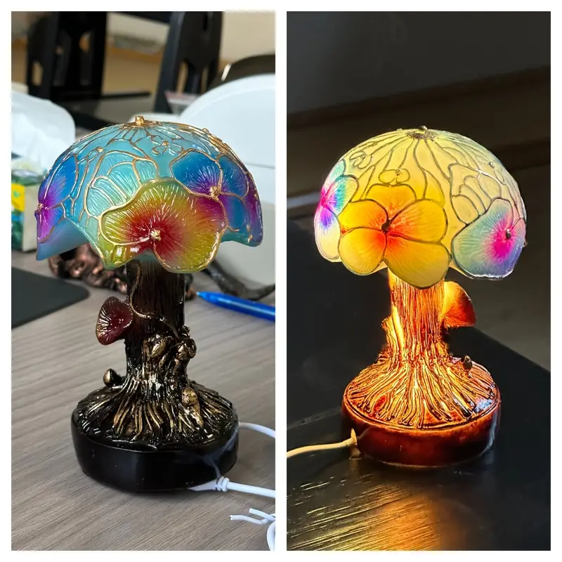 Boho Chic Mushroom Floral Lamp - Image 4