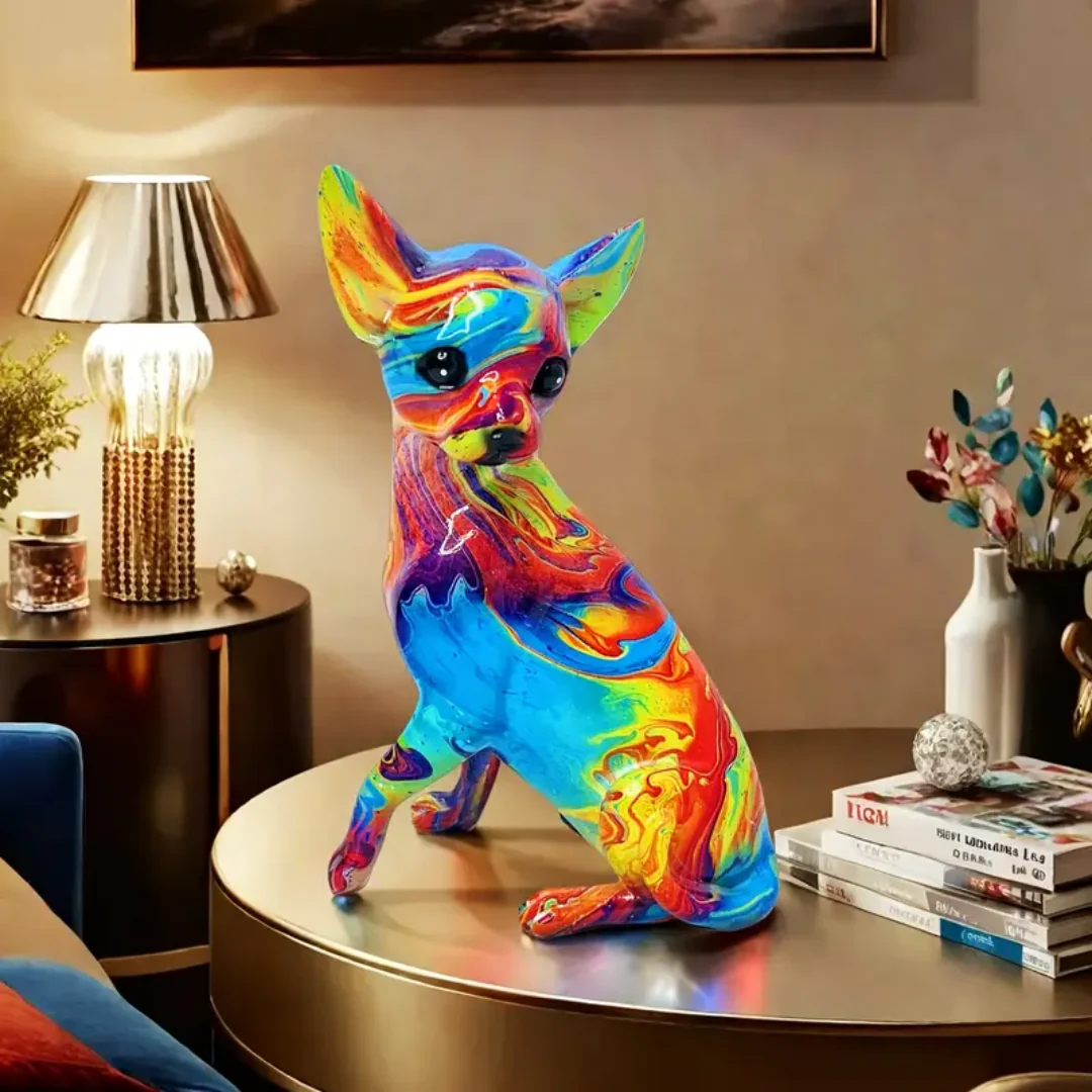 Vibrant Resin Chihuahua Table Lamp - Image 2